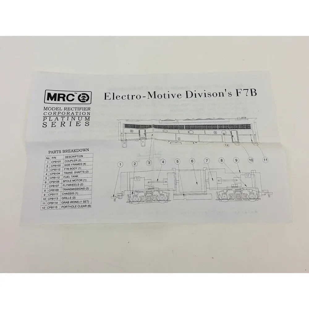 MRC Platinum HO Chicago & North Western C&NW F7B Non-Powered Dummy Diesel CD124